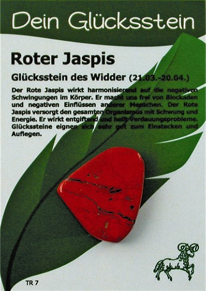 Glückstein Jaspis rot, Handschmeichler, Taschenstein für den Widder