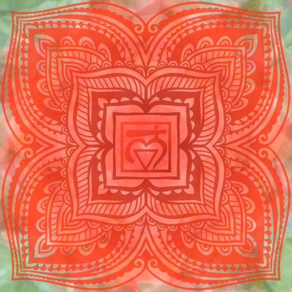 Chakra Mandala Postkarte Energiebild Muldhara Wurzelchakra