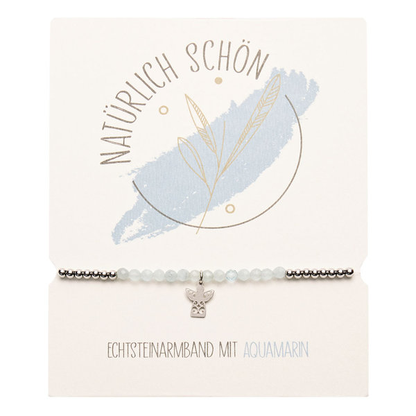 Echtstein Armband mit Aquamarin und Engel